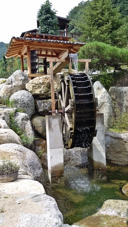Tranquil watermillの写真素材