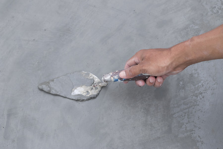 Cement Floor-Hand using trowelの写真素材