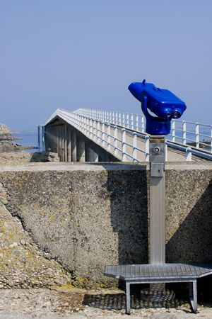 binoculars to see the islandの写真素材