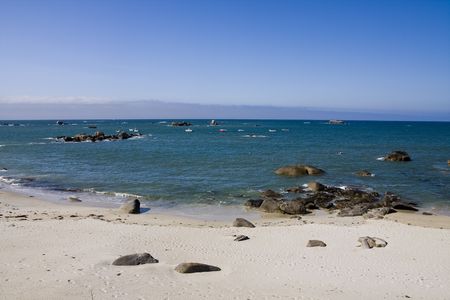rocks on a beach in brittanyの写真素材