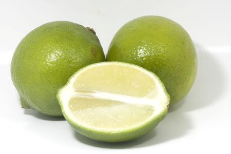 lime in macro, on white