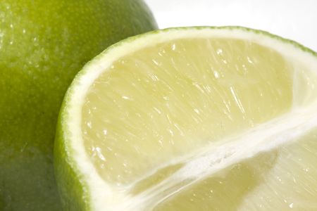 lime in macro, on white