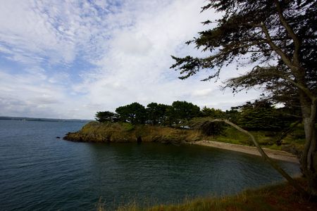 landscape near the sea in brittanyの写真素材