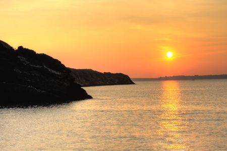 view of a beach before sunsetの写真素材