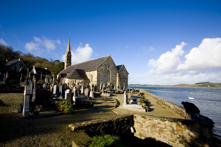 cemetery with old tombstone in brittanyの写真素材