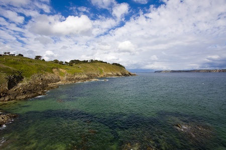 rocks on a beach in brittanyの写真素材