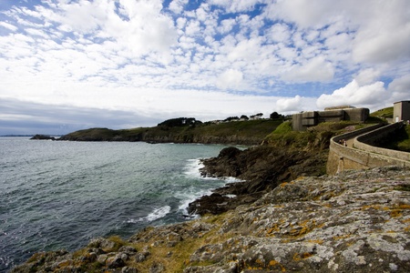 rocks on a beach in brittanyの写真素材