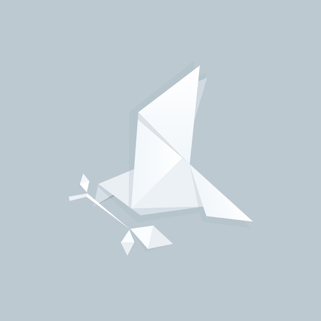 Pigeon paper origami illustration on blue backgroudのイラスト素材