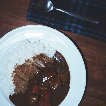 Japanese curry with fried porkの写真素材