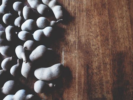 Tamarind on the wooden tableの写真素材