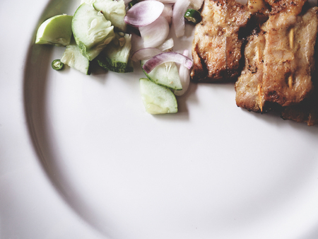 Pork satay on the wooden tableの写真素材