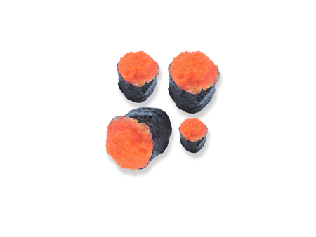 This is a Tobiko Nigiri on  white isolatedの写真素材