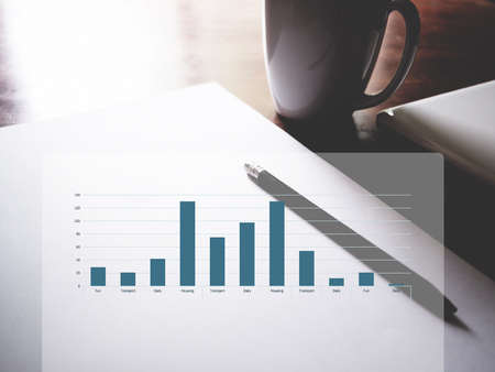 personal expenses graph on workspace background. Financial management conceptの写真素材