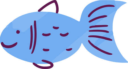 Colorful cartoon fish doodle. Flat digital animal vector illustrationのイラスト素材