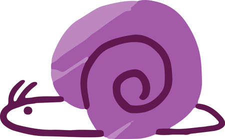Colorful cartoon snail doodle. Flat digital animal vector illustrationのイラスト素材