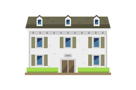 2 story white house for sale illustration. Flat vector art isolated on white backgroundのイラスト素材