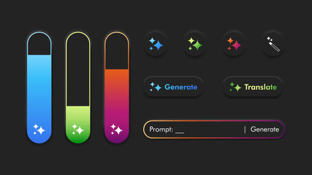 Neurmorphism UI design for artificial intelligence tools. Generative AI icon and button sets...
