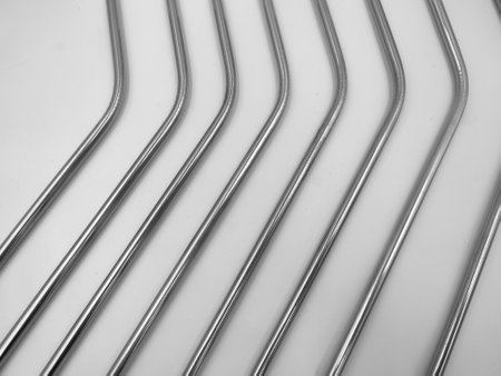 Stainless steel straws close up shot. Eco friendly product to reduce plastic waste.の写真素材