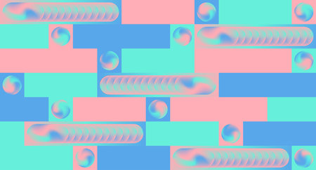 Abstract geometric pattern with pastel gradients and 3D elements. Ideal for digital backgrounds,...