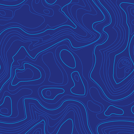 Seamless topographic contour line map pattern. Abstract blue wavy loopable line background for wallpaper, backdrop, banner.のイラスト素材
