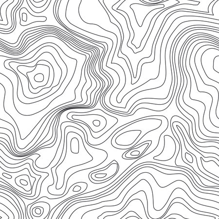 Seamless topographic contour line map pattern. Abstract black and white wavy loopable line background for wallpaper, backdrop, banner.のイラスト素材