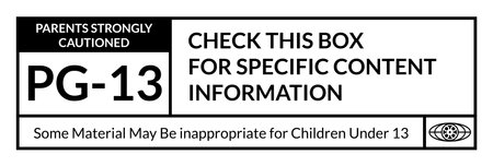 PG-13 Film rating system label, black and white vector art sticker. Parental guidance symbolのイラスト素材