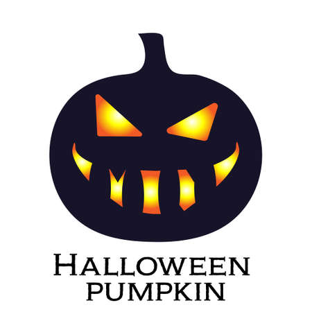 Scary and funny faces of Halloween pumpkin or ghost set on white background . Vector collection.のイラスト素材