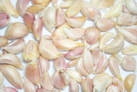 clove of garlic as a white backgroundの写真素材