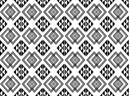 Ethic pattern in black and white in plain. Tribe pattern in rectangle as black and white tone. Style of textile pattern. Aztec pattern of geometric black and white. Native geometric with triangle andの写真素材