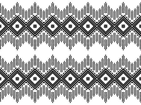Ethic pattern in black and white in line. Tribe pattern in rectangle as black and white tone. Style of textile pattern. Aztec pattern of geometric black and white.の写真素材
