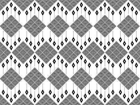 Ethic pattern in black and white in line. Tribe pattern in rectangle as black and white tone. Style of textile pattern. Aztec pattern of geometric black and white. Native geometric with triangle and rの写真素材