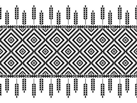 Ethic pattern in black and white in plain. Tribe pattern in rectangle as black and white tone. Style of textile pattern. Aztec pattern of geometric black and white. Native geometric with triangle andの写真素材
