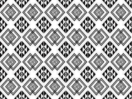 Ethnic pattern in black and white in plain. Tribe pattern in rectangle as black and white tone. Style of textile pattern. Aztec pattern of geometric black and white. Native geometric with triangle.のイラスト素材