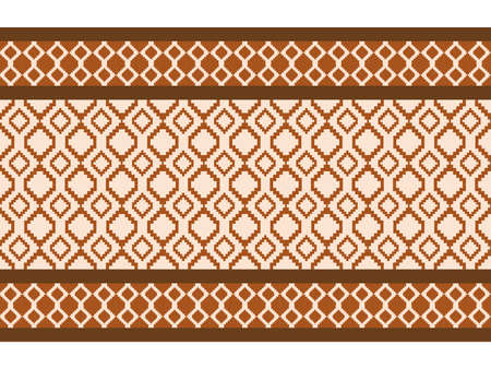 Ethnic pattern in earth tone with dark line bar. Style of textile and tribe pattern. Aztec pattern of geometric earth tone. Native geometric with triangle and rectangle style.のイラスト素材