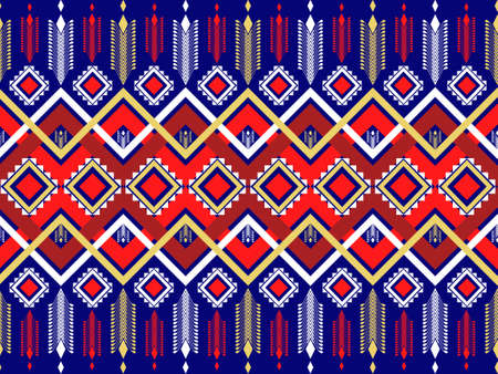 Ethnic pattern with stripe crossing line and minor pattern within crossing line. Geometric ethnic pattern seamless as traditional pattern. Design for fabric, background, wallpaper, vector, carpet.のイラスト素材