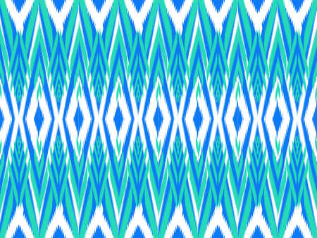 Ikat pattern as ethnic fabric. Design for fabric, background, wallpaper, vector, carpet, traditional fabric in blue and white tone. Wallpaper in seamless pattern design. Native design in geometricの写真素材