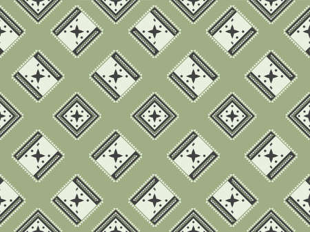 Geometric seamless ethnic traditional pattern in swithing rectangle style and crossing stripe line...