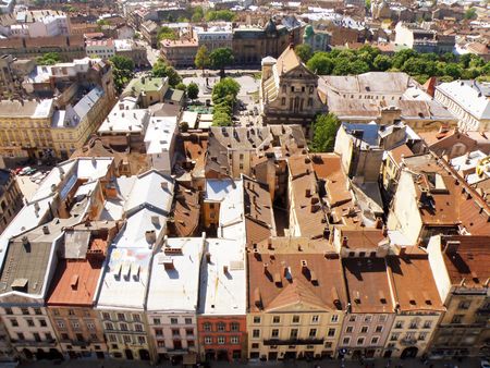 Landscape of the old part of city Lviv, Ukraine