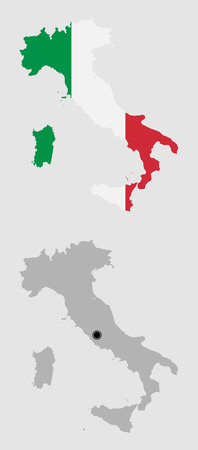 Contour of Italy in grey and in flag colorsのイラスト素材