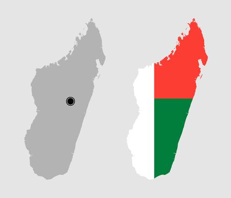 Contour of Madagascar in grey and in flag colorsのイラスト素材