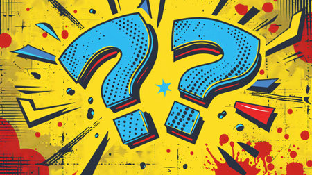 Question mark on grunge background. Pop art style. Vector illustration.の素材