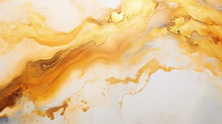 Abstract background of acrylic paint in yellow and brown tones. Liquid marble textureの素材