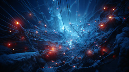 Futuristic technology background with glowing lines and particles. 3d renderingの素材