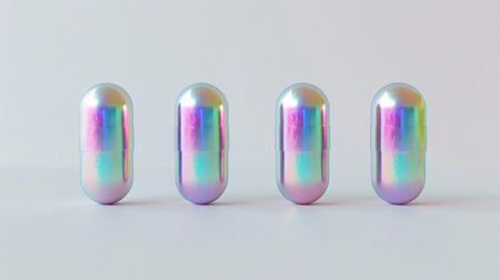 3d render of a set of pills in pastel colors.の素材