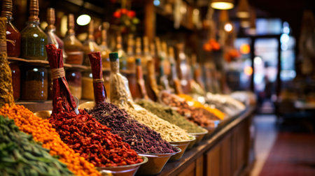 Spices and herbs at the Grand Bazaar in Istanbul, Turkeyの素材