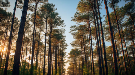 Spaghetti with shrimps, tomatoes and basil on wooden tableの素材