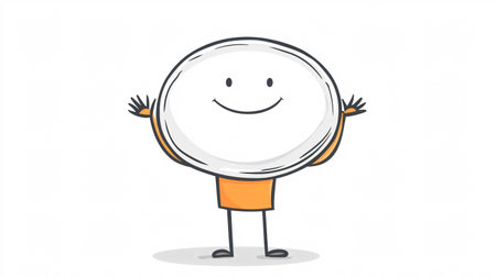 Smiling cartoon character holding a plate with smiling face. Vector illustration.の素材