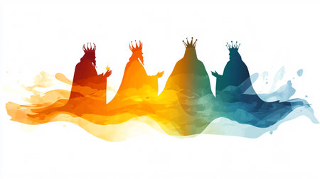 Silhouette of the bride and groom in watercolor style.の素材