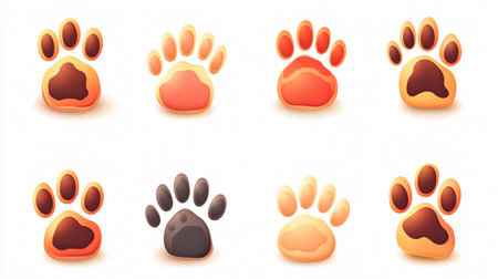 Paw Prints Set on White Background. Vector Illustration.の素材