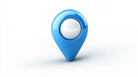 Blue map pointer on a white background. 3d render illustration.の素材
